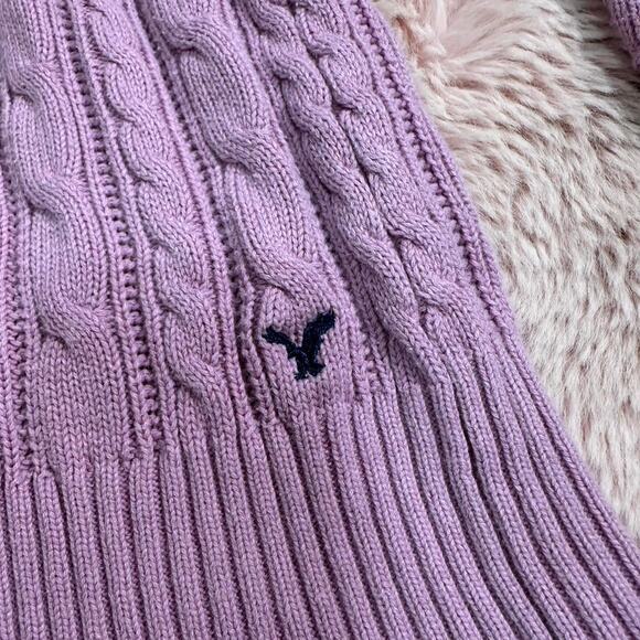 Y2k purple/pink vintage american eagle cable knit vneck sweater - Picture 7 of 8